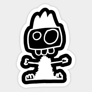 Cute monster - Mostrone Dentone (white on black) Sticker